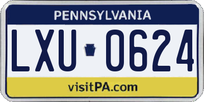 PA license plate LXU0624