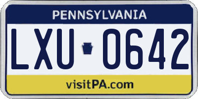 PA license plate LXU0642