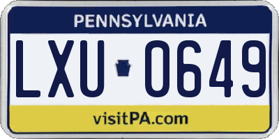 PA license plate LXU0649