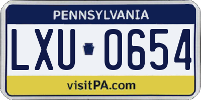 PA license plate LXU0654