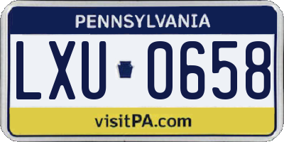 PA license plate LXU0658