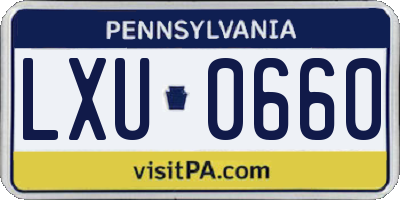 PA license plate LXU0660