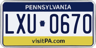 PA license plate LXU0670