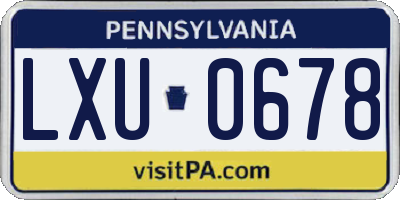PA license plate LXU0678