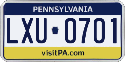 PA license plate LXU0701