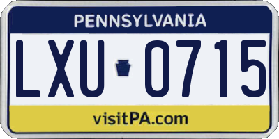 PA license plate LXU0715