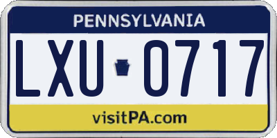 PA license plate LXU0717