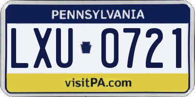 PA license plate LXU0721
