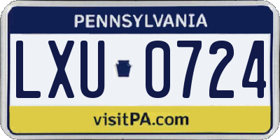 PA license plate LXU0724