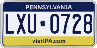 PA license plate LXU0728