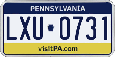 PA license plate LXU0731