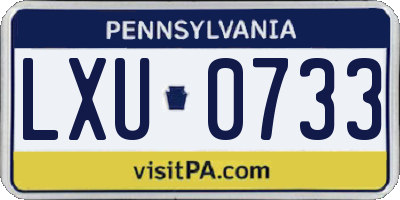 PA license plate LXU0733
