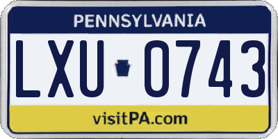 PA license plate LXU0743