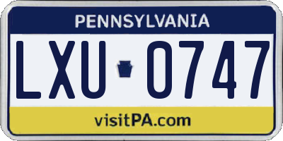 PA license plate LXU0747