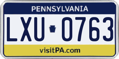 PA license plate LXU0763