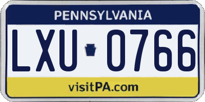 PA license plate LXU0766