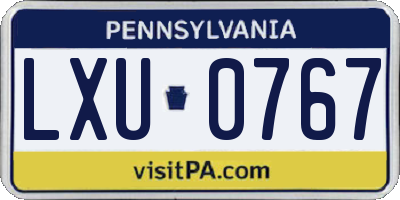 PA license plate LXU0767