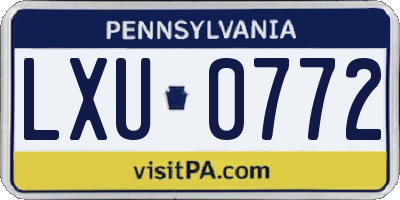 PA license plate LXU0772
