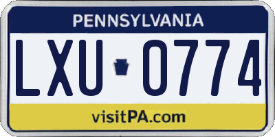 PA license plate LXU0774