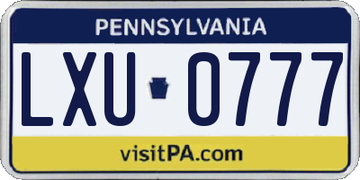 PA license plate LXU0777