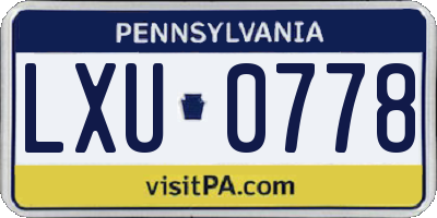 PA license plate LXU0778