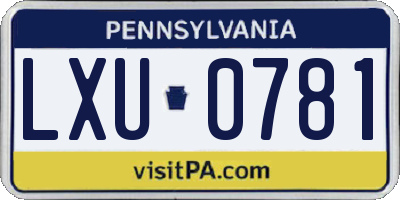 PA license plate LXU0781