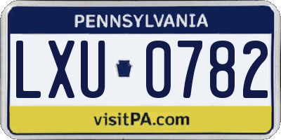 PA license plate LXU0782