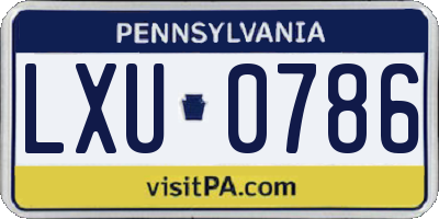 PA license plate LXU0786