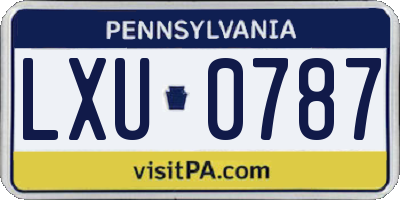 PA license plate LXU0787