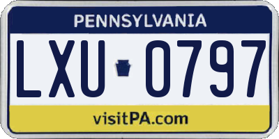 PA license plate LXU0797