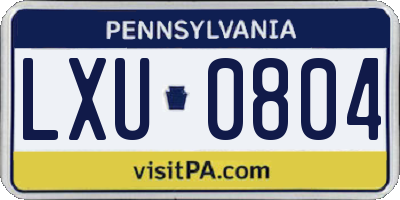 PA license plate LXU0804
