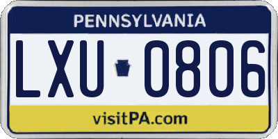 PA license plate LXU0806