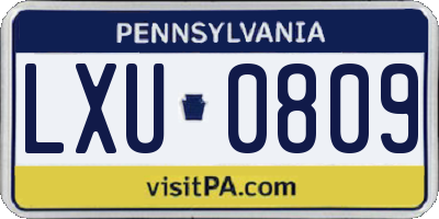 PA license plate LXU0809