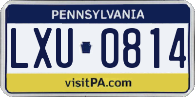 PA license plate LXU0814