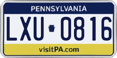 PA license plate LXU0816