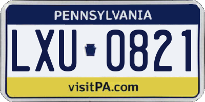 PA license plate LXU0821