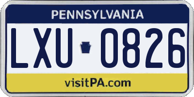 PA license plate LXU0826