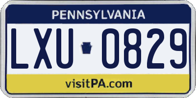 PA license plate LXU0829