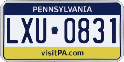 PA license plate LXU0831
