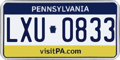 PA license plate LXU0833