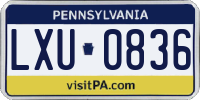 PA license plate LXU0836