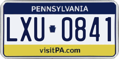 PA license plate LXU0841