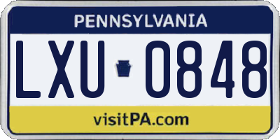 PA license plate LXU0848