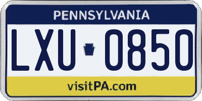 PA license plate LXU0850