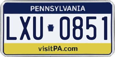 PA license plate LXU0851