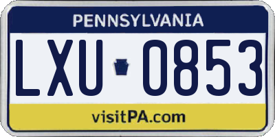 PA license plate LXU0853