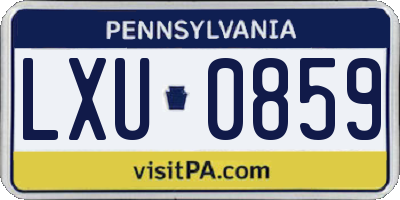 PA license plate LXU0859