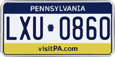 PA license plate LXU0860