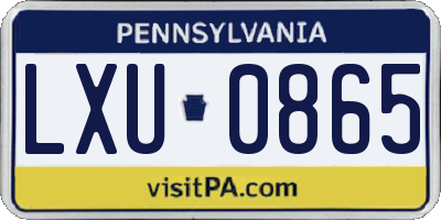 PA license plate LXU0865