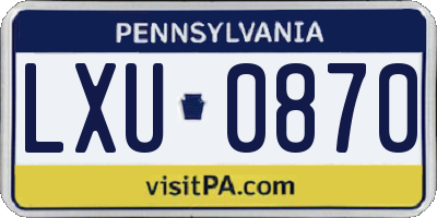 PA license plate LXU0870